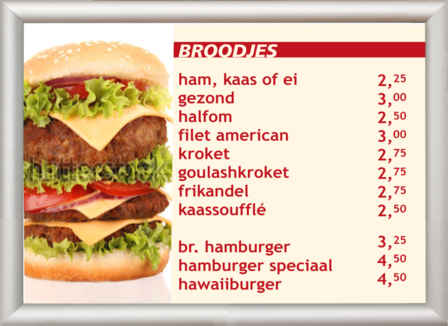 hamburger met prijslijst